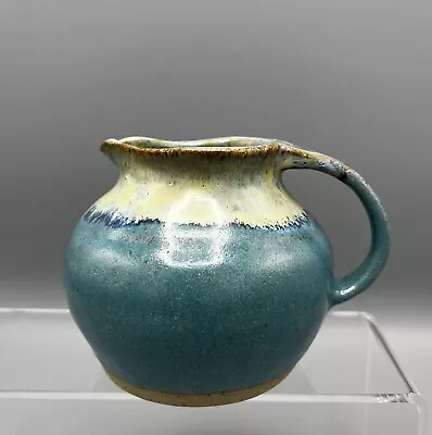 Buy Studio Pottery Jug Vase Stoneware Chunky Blue Glaze Handmade • 9.99£