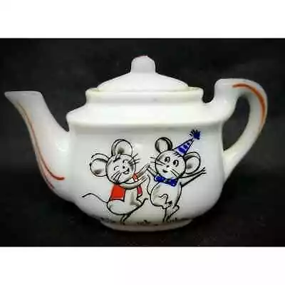 Buy Vintage Japan Miniature Teapot Tea Pot Childrens Porcelain Happy Birthday Mice • 9.60£