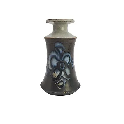 Buy VTG 1970s Ryan Signed Brown Blue Floral 6.5  Stoneware Art Pottery Vase Ryan 74 • 31.38£
