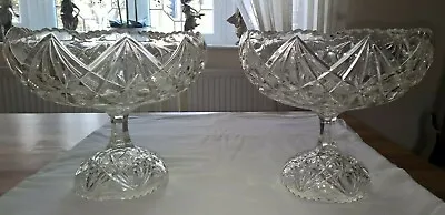 Buy A Pair Of Stunning Vintage Cut Glass Pedestal Dish (8.75  Tall) Fruit Bowl Stand • 10£
