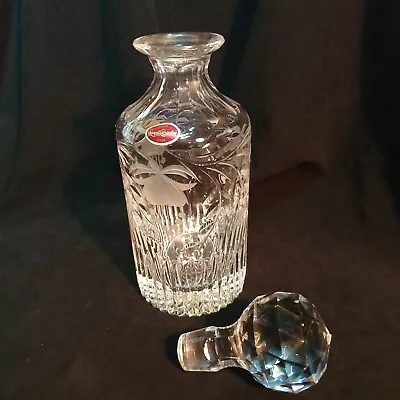 Buy Royal Brierley Crystal Cut  Round Whiskey Spirit Decanter Fuchsia Pattern Signed • 22.79£