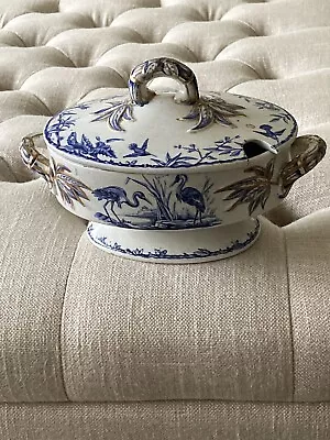 Buy Antique Indus Large Blue And White Tureen Length: 23cm Height: 10cm • 49£