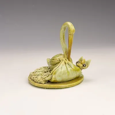 Buy Vintage Welsh Studio Yare Pottery - Baby Welsh Dragon & Stork Figure • 9.99£
