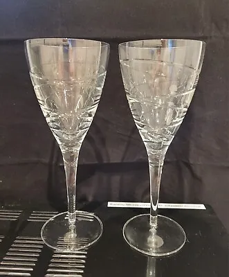 Buy Lovely Pair Of Large 9.5  Dartington ? Crystal Jasper Conran Aura Wine Glasses • 80£