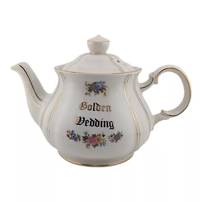 Buy Vintage Sadler Golden Wedding Anniversary Teapot 4316 With Flowers & Gold • 32.99£