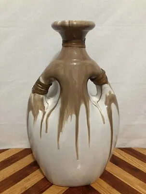 Buy Vintage Ceramic Tall Vase By JW Art Pottery W/ Handles Two Tone Retro 16.5” • 100.70£