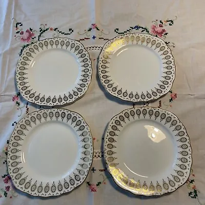 Buy Vintage Royal Vale English Fine Bone China Tea Plates Set Of 4 Pretty Gold Edges • 8£
