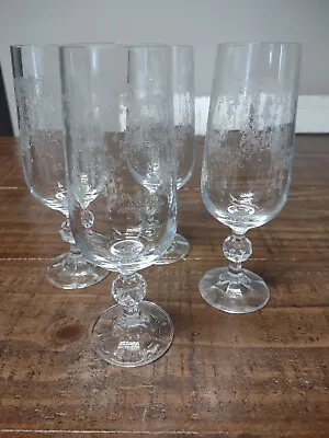 Buy Vintage Fine Crystal Fluted Champagne Glasses Cascade Pattern Set Of Four • 42.69£