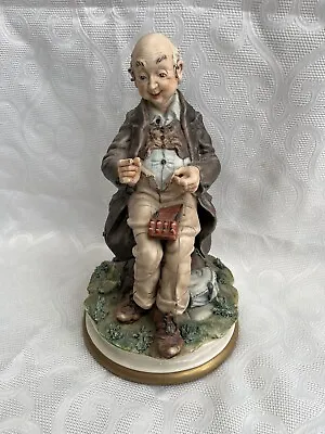 Buy Capodimonte Large Figurine By MILIO NO 145 Old Man On Log Sewing His Trousers • 255£