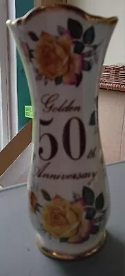 Buy Vintage Fenton Bone China 50th Wedding Anniversary Vase & Bell  • 20£