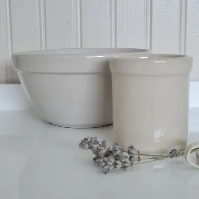 Buy Vintage Stoneware Mismatched Pudding Bowl & Jar - Free P&P Included • 13.95£