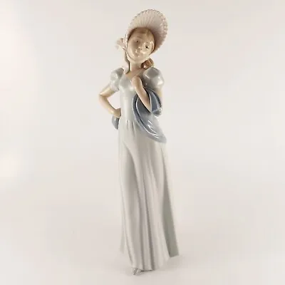 Buy Nao Lladro Figurine Lady, Green Dress With Blue Shawl & Bonnet, Approx 32.5cm • 36.99£