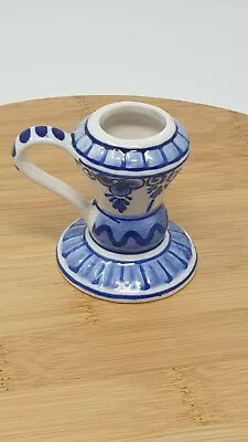 Buy Vintage Delftware Handwork Blue/White Small Candlestick Holder - Elesva Holland, • 8£