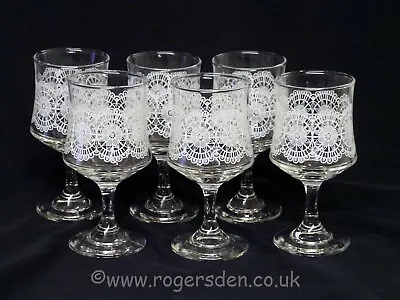 Buy Crystal Glass  A Set Of Six Etched Wine Glasses • 19.99£