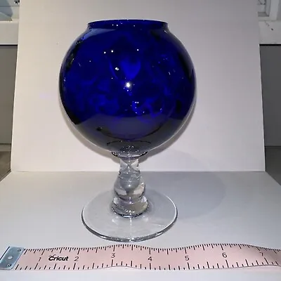 Buy Vintage Ivy Bowl / Vase By Portieux Vallerysthal Cobalt  Blue Glass  6.5” H • 28.45£