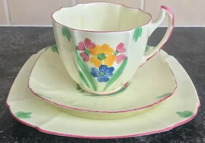 Buy Art Deco PARAGON Porcelain WHITE FLOWERS G401 Fluted CUP SAUCER PLATE TRIO • 60£