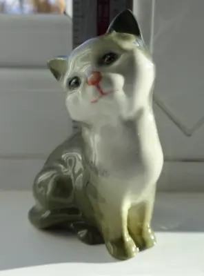 Buy CAT FIGURE BESWICK ENGLAND GREEN, GREY AND WHITE SMALL 8cm HIGH • 5£