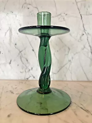 Buy Blenko -pre Designer(?) Handmade Solid Green Glass Candle Stick / Holder • 39.99£