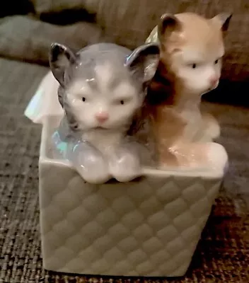 Buy Lladro PURR-FECT Nao Two Cats (Kittens) In A Gift Basket 1988  Cute VGC Rare • 9.99£