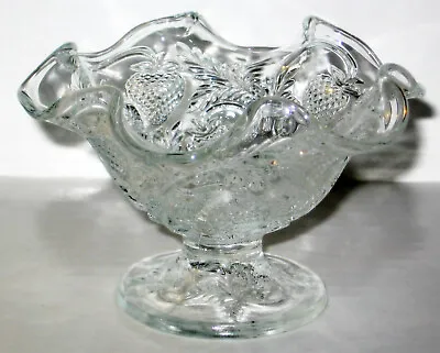 Buy Vintage Fenton Clear Inverted Strawberry Ruffle Sherbet Bowl, Compote Dish • 10.38£