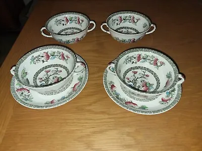Buy 4 Indian Tree Johnson Bros Double Handled Soup Bowls + 2 Saucers Vintage - RARE  • 8.99£