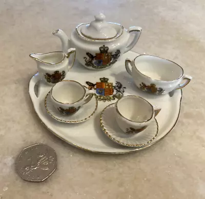 Buy Vintage Antique China Miniature Doll's Tea Set Crested Monarch Dieu Et Mon Droit • 5£
