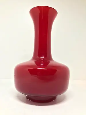 Buy Red Cased Scandinavian Glass Vase Mid Century Modern • 19.98£