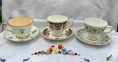 Buy Beautiful Mismatched, Stylised Floral Cups+Saucers Set.Crown, Colclough, Tuscan. • 12.75£