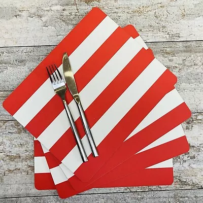 Buy Cornishware Inspired RED Striped Placemats X 4 • 38£