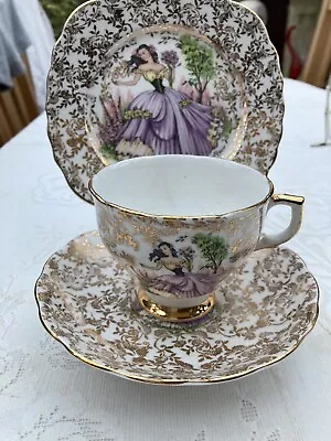 Buy Vintage Dainty Miss Teacup & Saucer Plate Trio Fine China 22KT Gold Chintz • 9.99£