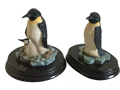 Buy Vintage Regency Fine Arts Resin Penguin Figurine Pair  On Wooden Base • 13£