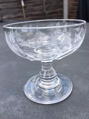 Buy Vintage Etched Crystal Cut Glass Bon Bon Dish ,  Pedestal Fruit Bowl, Stunning • 6£