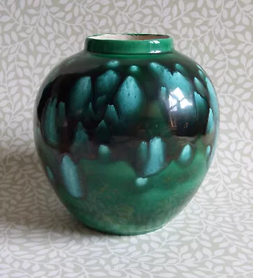 Buy Vintage Green Fat Lava Style Drip Glaze Pottery Vase Or Jar 1970s Signed 15cm • 12.99£