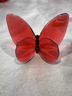 Buy Baccarat Rouge Glass Butterfly In Excellent Condition.  Paperweight /ornament. • 100£