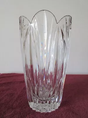 Buy Vintage ART DECO Poland 24% Lead Crystal Cut Glass Large 10  Scalloped Edge Vase • 48.02£