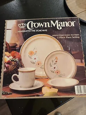 Buy 2 Complete Sets - VINTAGE Crown Manor Stone Ware - Spring Time Daisy • 67.41£