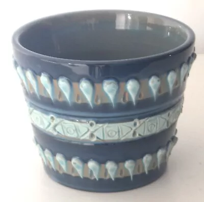 Buy Vintage Mid Century Italian Textured Ceramic Blue Small Planter • 12.99£