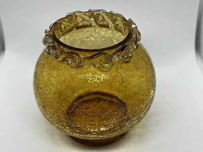 Buy Lovely Vintage Antique Amber Crackle Glass Home Décor Vase Circa 1950s • 12.99£