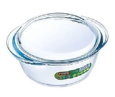 Buy Pyrex Essentials Transparent Glass Round Casserole High Resistance With Lid New • 11.05£