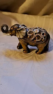 Buy Elephant With Curled Trunk Trinket Box - Ornament - Treasured Trinkets • 12.85£