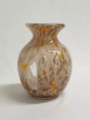 Buy Art Glass Vase Brown Orange Metallic Bronze Abstract Design Height 12cm  • 9£