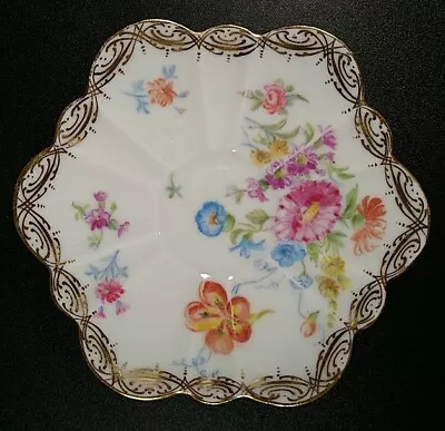 Buy Antique Dresden Handpainted Flowers Small German Saucer 13.5cm Wide • 19£