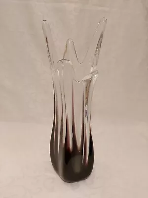 Buy Antique Best Art Glass Foreign Japanese, Dripped Purple And Clear Glass Vase • 10£