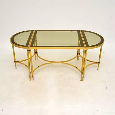 Buy Vintage French Brass And Glass Set Of Three Tables / Coffee Table • 395£