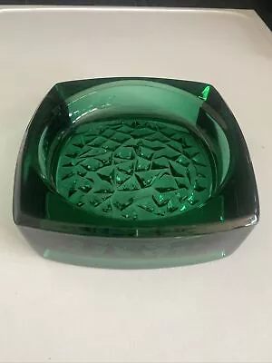 Buy Vintage Rudolf Jurnikl MCM Green Cut Glass Bowl /ashtray • 15£