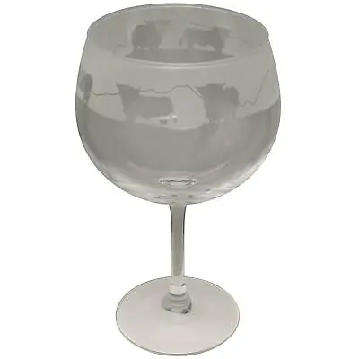 Buy Animo Glass Highland Cow Engraved Gin Balloon Large Copa Glass Glassware Gift • 22.99£