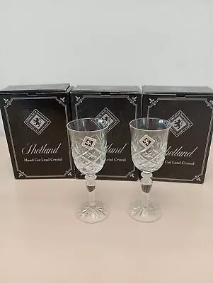Buy Edinburgh Hand Cut Lead Crystal Shetland Whalsay 2 Large Wine Glass X 3 = 6 • 24.50£