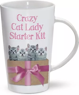 Buy Crazy Cat Lady Starter Kit White Latte Ceramic Mug Cute Tabby Kittens In Present • 6.50£