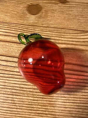 Buy Art Glass Red Apple Ornament Hand Blown • 14.96£