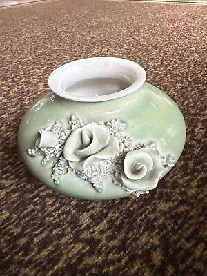 Buy The Spring Street Pottery Green Roses Vase Signed Gary Eagan 1986 Rare Vintage • 189.67£